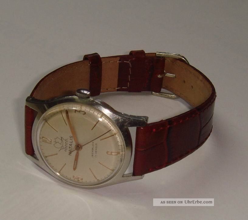 Alte Herrenuhr Natalis,  Edelstahlgehäuse,  1950er Jahre,  Cal.  Eta 2390 Armbanduhren Bild