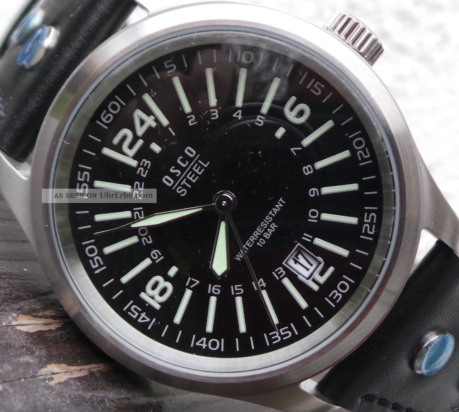42mm Große Osco,  Deutsche Herrenuhr,  Sportliche,  Schwarze Uhr,  Topp Disign Armbanduhren Bild