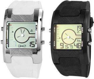 Excellanc Herren Uhr Armbanduhr Digitaluhr Ziffern Beleuchtung Weiß Watch Datum Bild