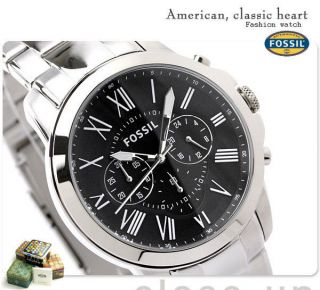 Herren Armbanduhr Silber Grant Edelstahl Chronograph Uhr Neueste Mode Fs4736 Bild