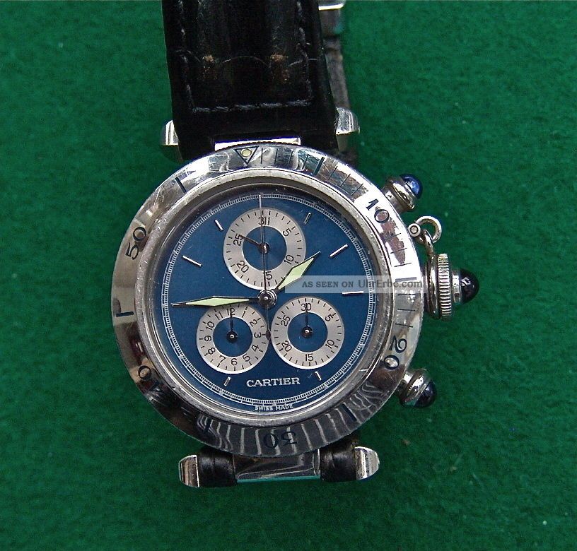 Cartier Pascha Chronoflex Lederarmband Faltschließe Herrenuhr Armbanduhren Bild