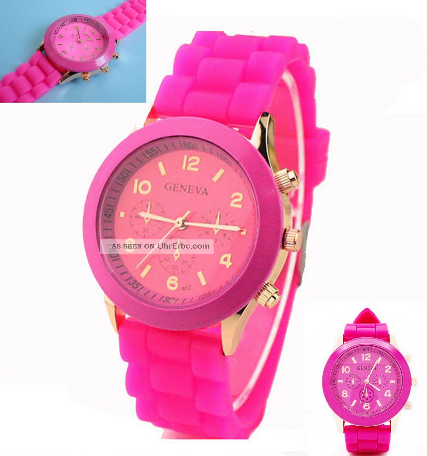 Silikon Armbanduhr Uhr Quarz Rosa Pink Unisex Analog Sport Armbanduhren Bild