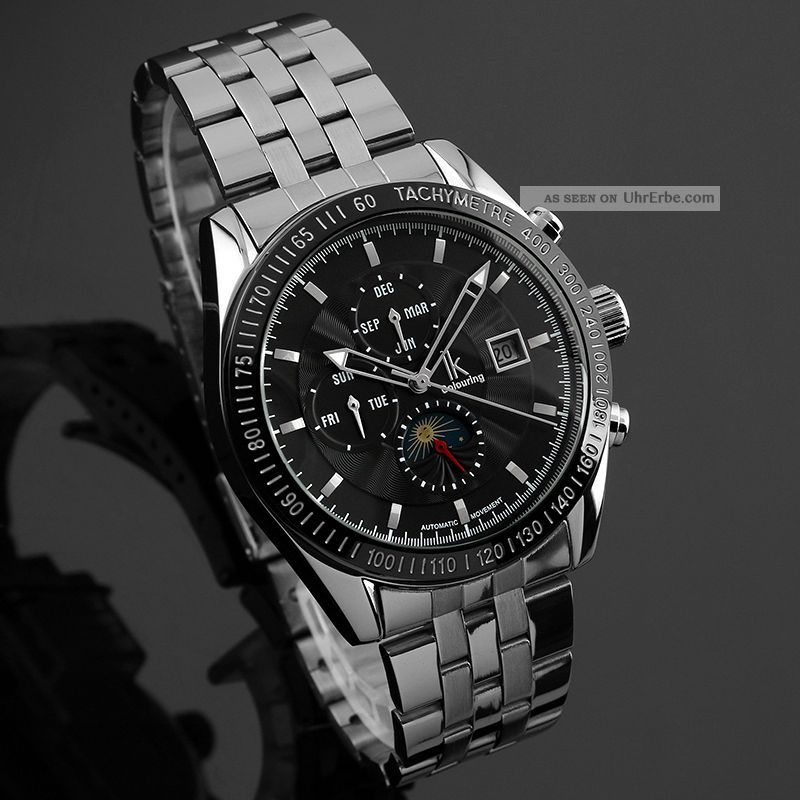 D Herrenuhr Automatik Uhr Silbern Edelstahl Armband Uhr Wm378 / Ik Armbanduhren Bild