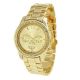 Mode Uhr Chronograf Look Rotgold Metall Armband Boyfriend Kristall Armbanduhren Bild 1