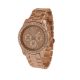 Mode Uhr Chronograf Look Rotgold Metall Armband Boyfriend Kristall Armbanduhren Bild 4