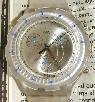 ♥♥ Rar Ausgefallene Transparente Swatch Aquachrono Silber Transparent Uhr Bild