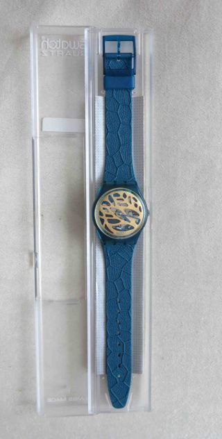 Swatch Blue Leaves Gn104 Ungetragen,  Verpackung Rare Bild