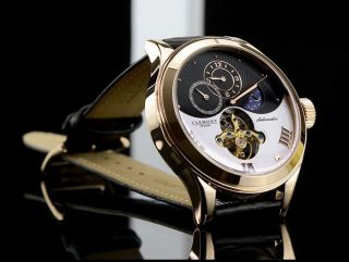 Clemont Requiem Regulator Rose Gold Mechanisch Automatik Uhr - Leder Armband Bild
