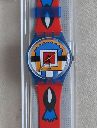 Swatch Paella Gn129 Nathalie Du Pasquier Ungetragen,  Verpackung Bild