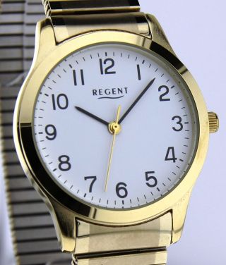 Armbanduhr Regent - Mineralglas - Mit Edelstahl Zugband - Vergoldet Bild