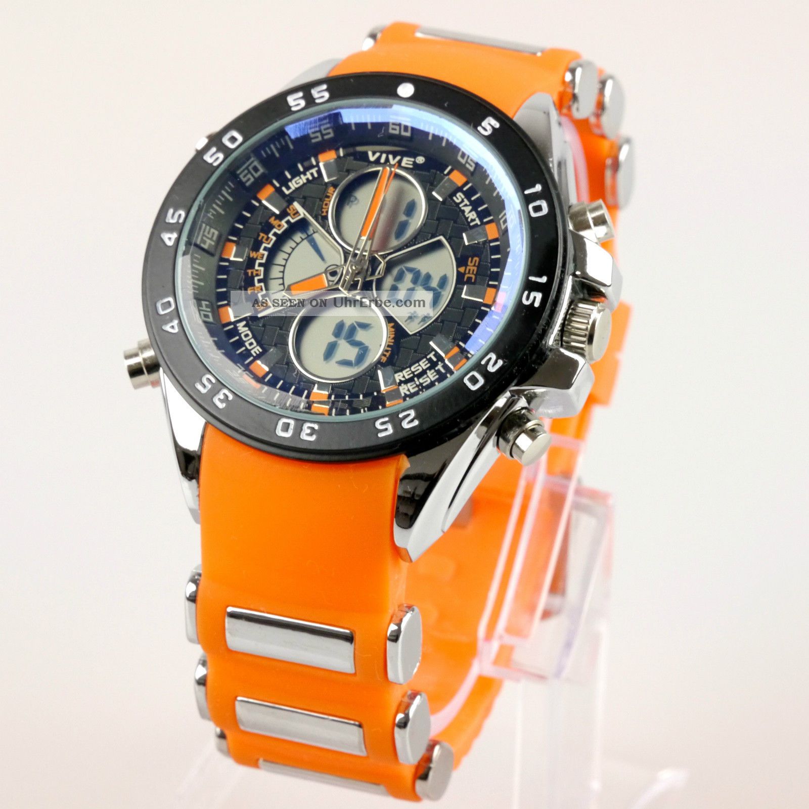 Herren Vive Armband Uhr Silikonband Orange Watch Analog Digital Quarz 103
