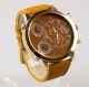 Herren Vive Xxl Armbanduhr Lederband Rose Kupfer Cognac Watch Uhr 3 Uhrwerke Armbanduhren Bild 2