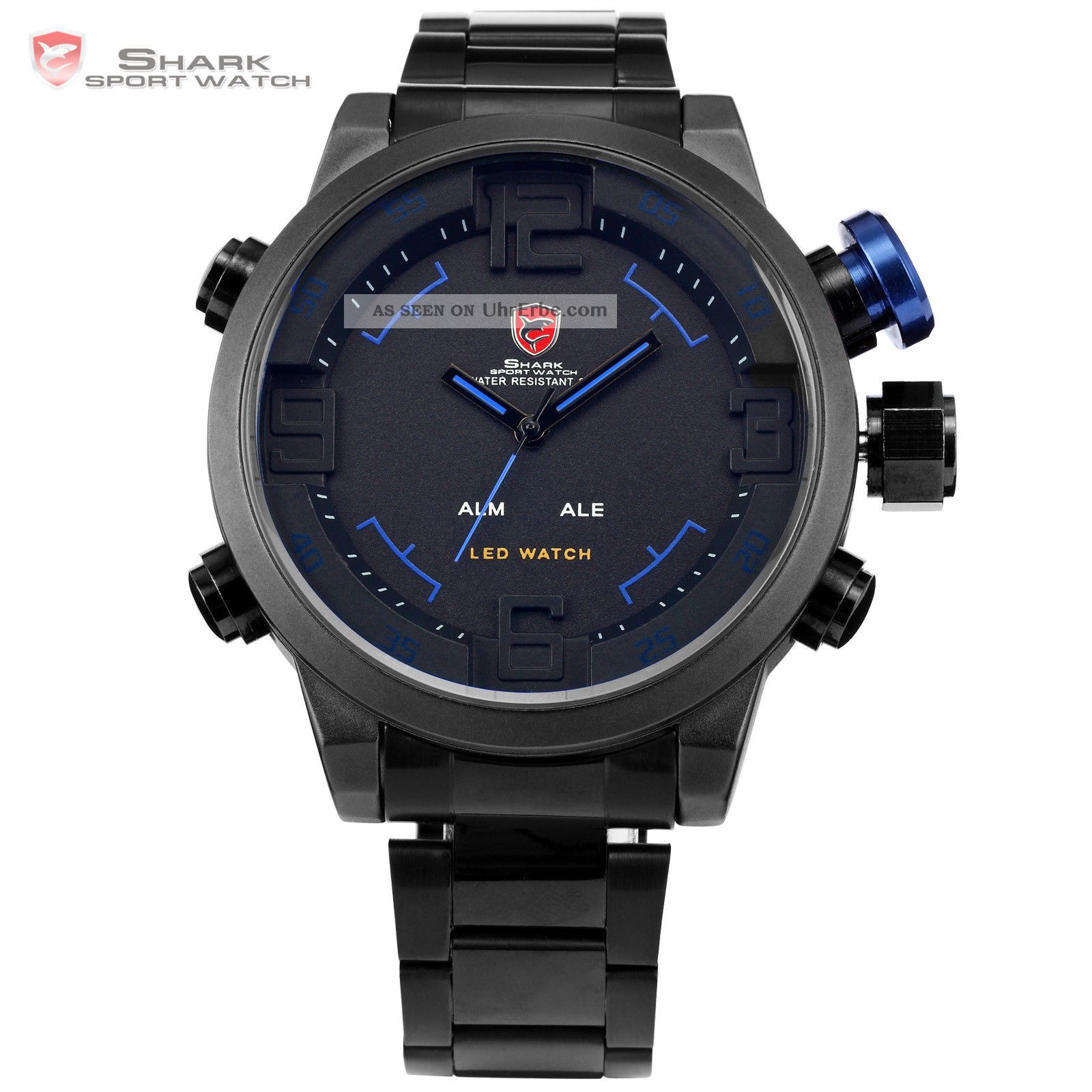 V Shark 3d Herrenuhr Digital Analog Quarzuhr Metall Armbanduhr Schwarz Blau Armbanduhren Bild