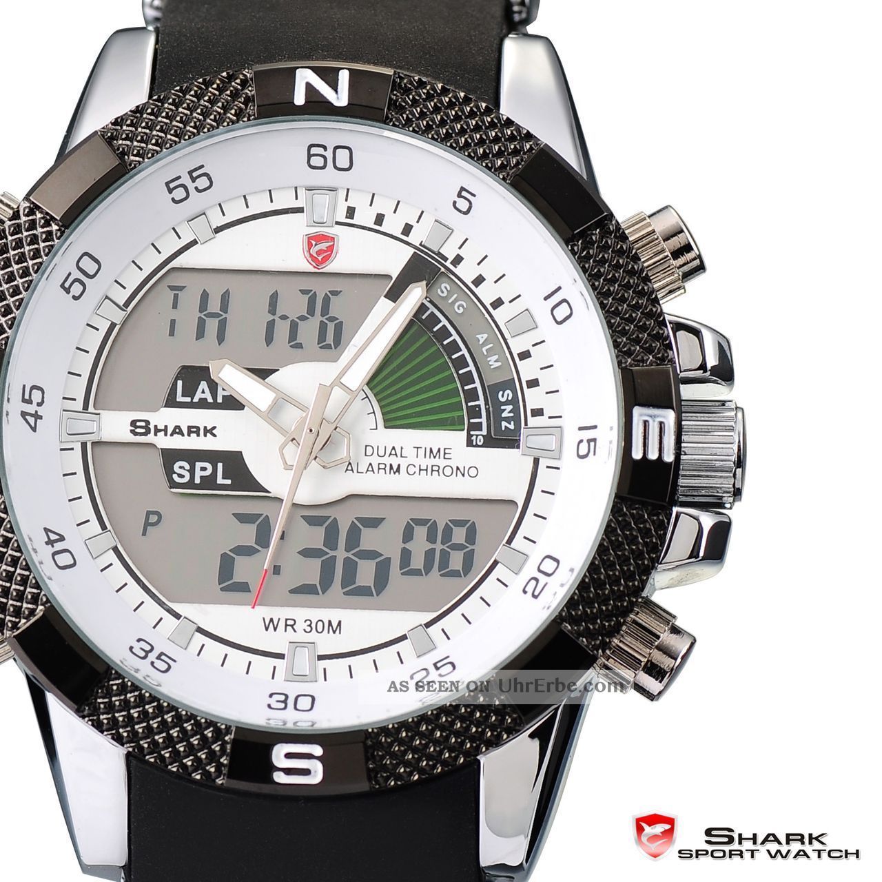 Shark Led Digitial Herrenuhr Armbanduhr Quarzuhr Quarz Uhr Dual Analog Watch Armbanduhren Bild