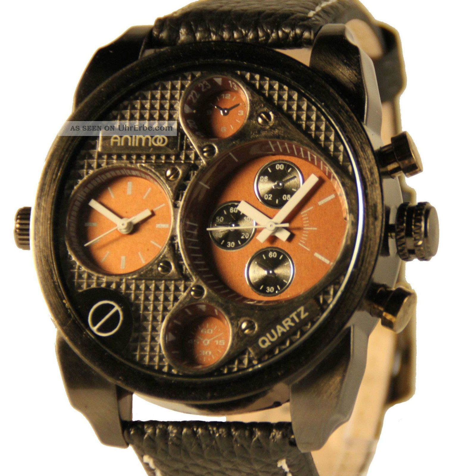 Stilvolle Xxl Leder Armbanduhr Double Time Herrenuhr Animoo Armbanduhren Bild