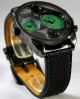 Jay Baxter Herren Uhr Echt Leder Armband Designer Mega Xxl Dualtimer Grün Armbanduhren Bild 1