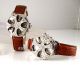 Herren Braun Leder Silber Rapperspin - Eis Zuhälter Bling Kristall Gangsta - Uhr Armbanduhren Bild 3