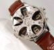 Herren Braun Leder Silber Rapperspin - Eis Zuhälter Bling Kristall Gangsta - Uhr Armbanduhren Bild 4