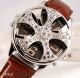 Herren Braun Leder Silber Rapperspin - Eis Zuhälter Bling Kristall Gangsta - Uhr Armbanduhren Bild 8
