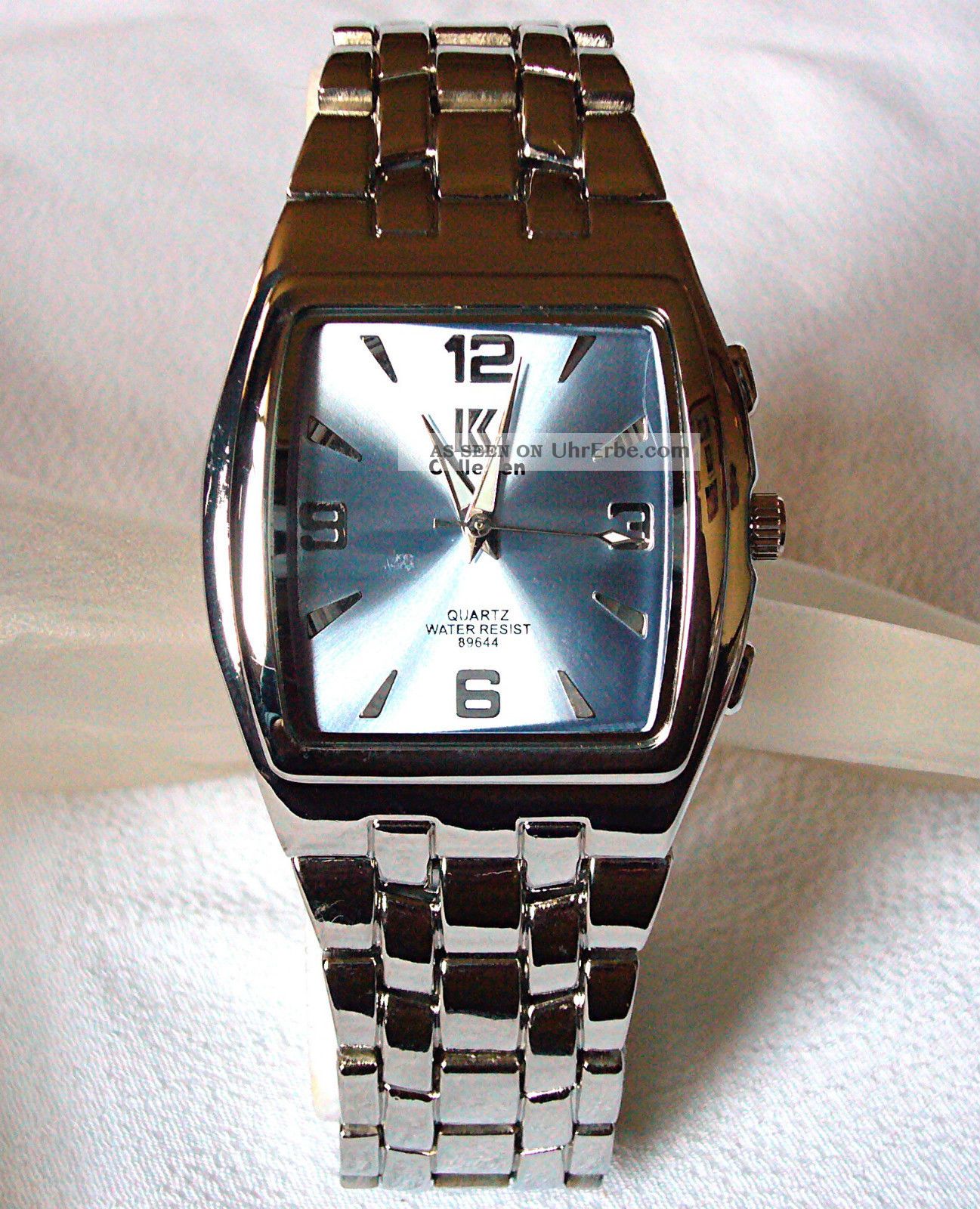 Förmigen Designer Silber Rhodium überzogene Herren Herren Blue Dress Armbanduhr Armbanduhren Bild