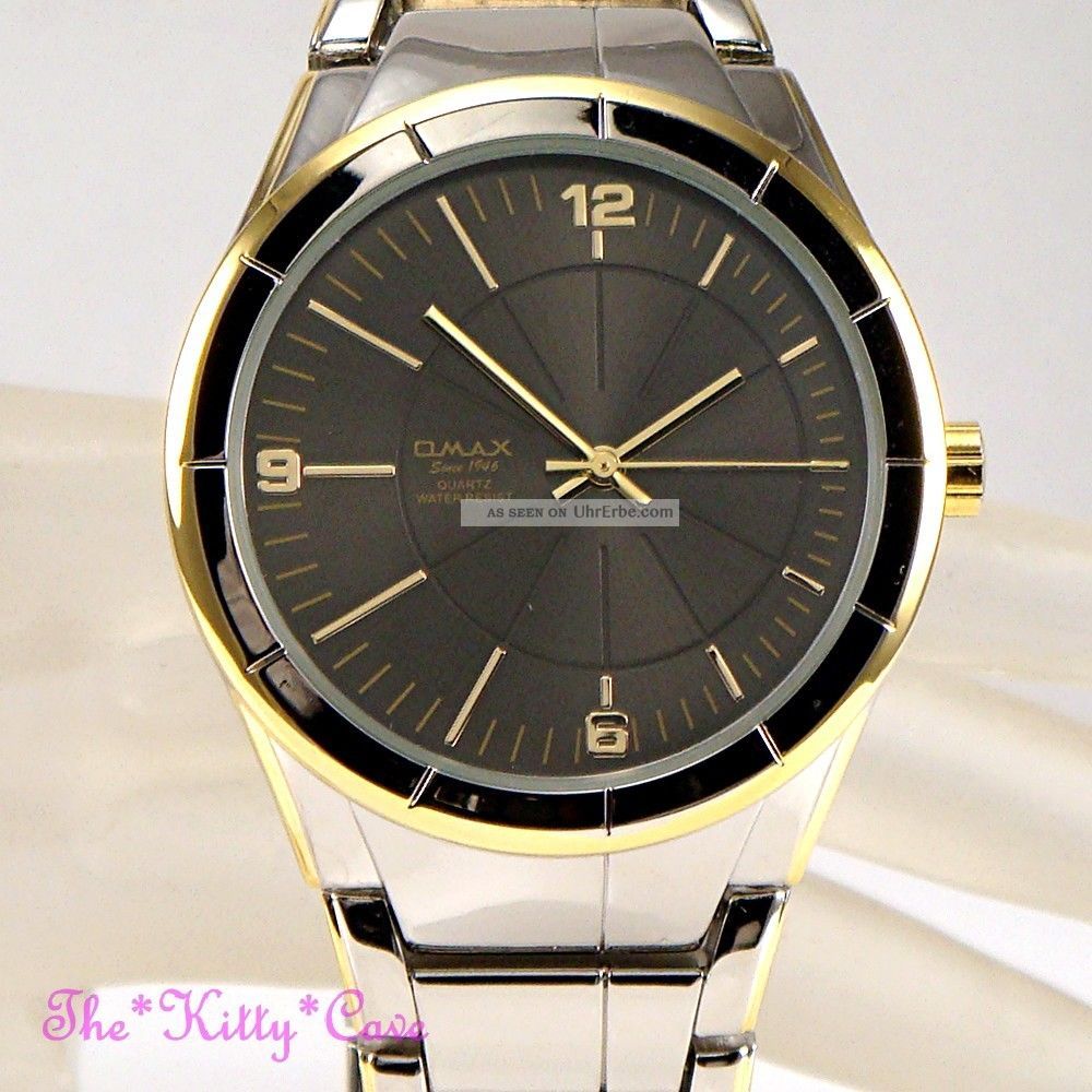 Omax Retro Designer Silber Rhodium & Gold Plt 2tone Schlank Seiko Movt Hbj829 Armbanduhren Bild