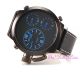 Designer Blau Militär Marineblau Officers Leder Triple Zeit 3 Zone Multi Dial Armbanduhren Bild 3