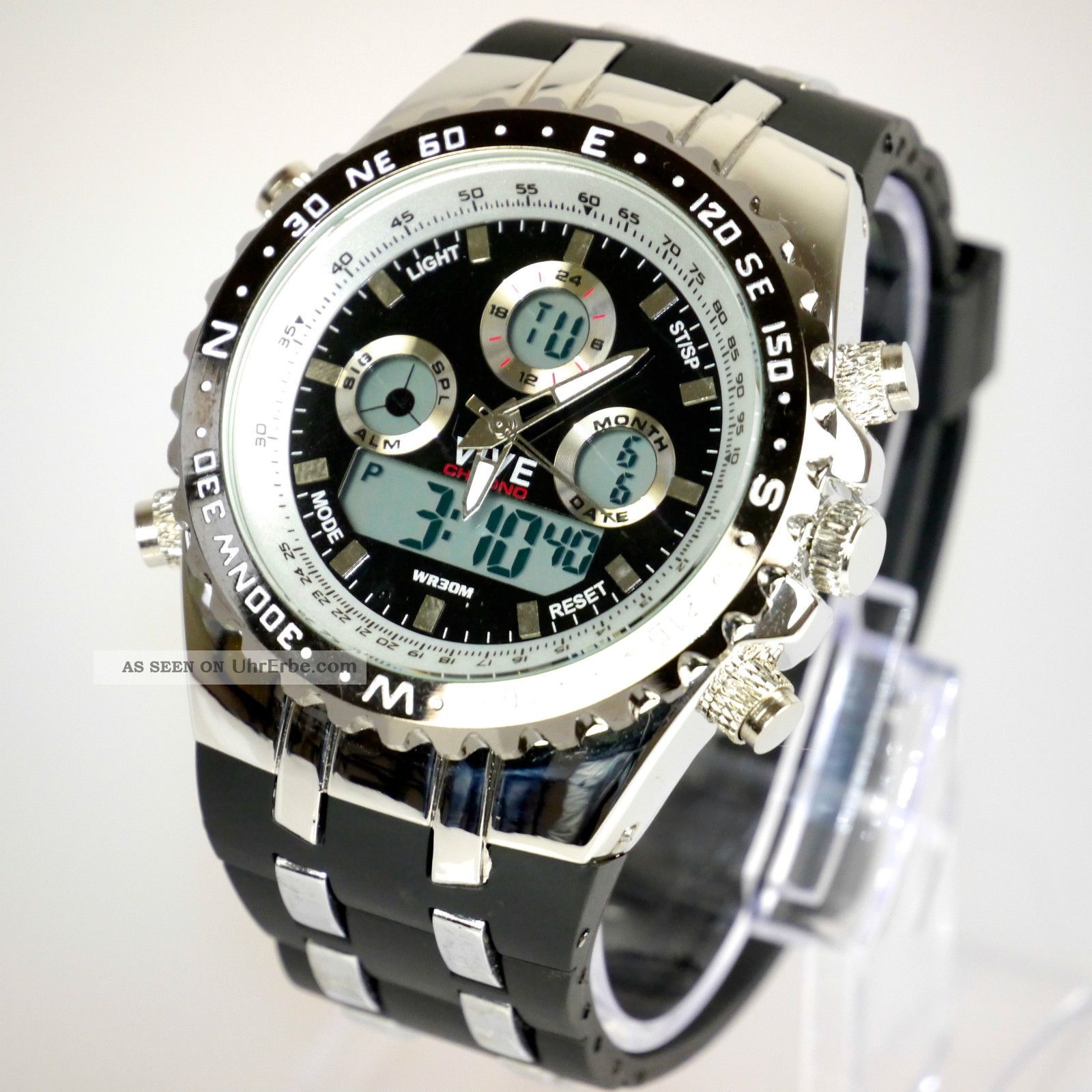 Herren Vive Armband Uhr Hartplastik Schwarz Watch Analog Digital Quarz 2 Armbanduhren Bild