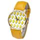Jy Lässig Pu Leder Uhrarmband Zitrone Pattern Quarzuhr Golden Gehöuse Armbanduhr Armbanduhren Bild 3