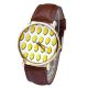 Jy Lässig Pu Leder Uhrarmband Zitrone Pattern Quarzuhr Golden Gehöuse Armbanduhr Armbanduhren Bild 4