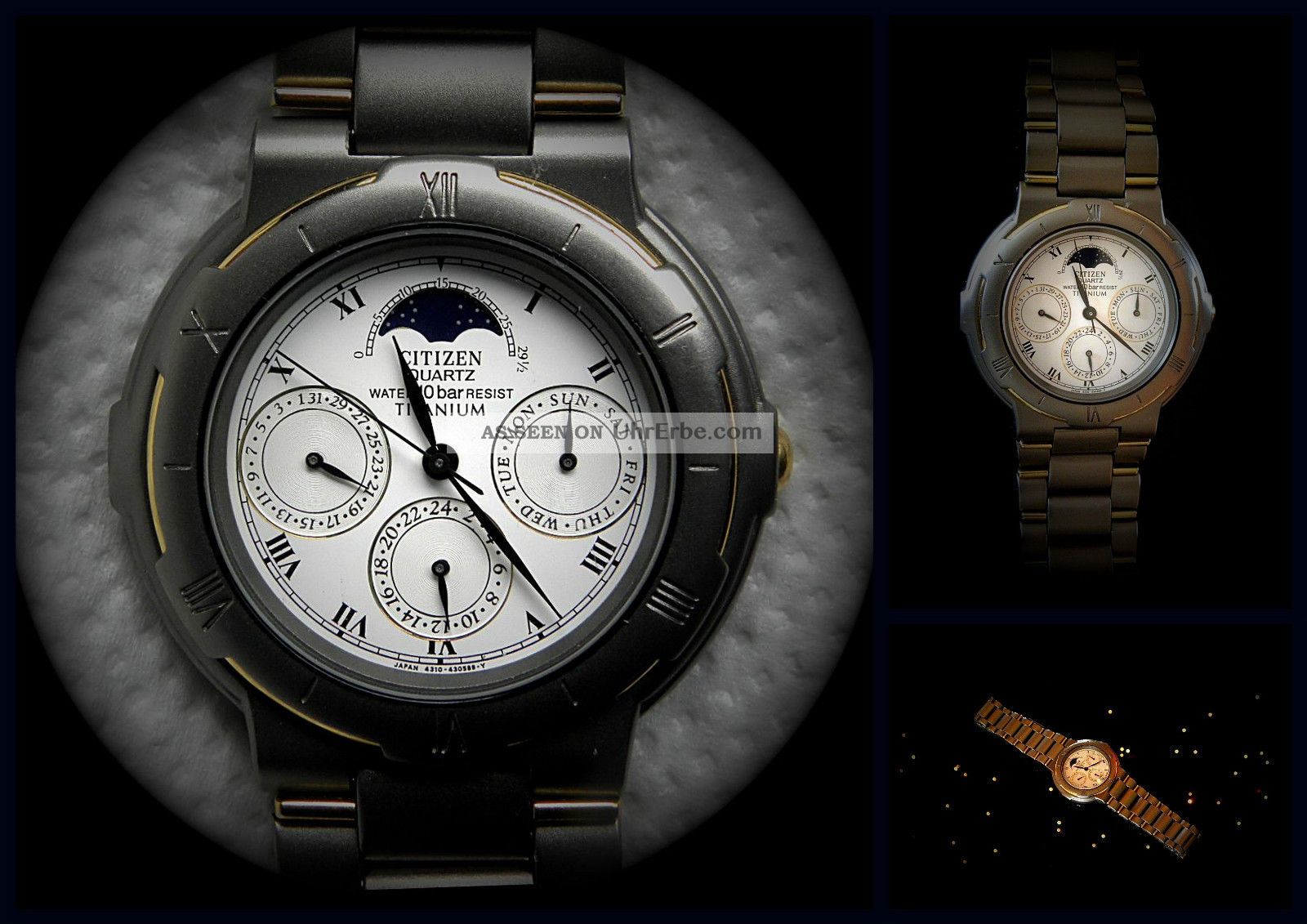 Citizen Titanium Bicolor Mondphasen Uhr Kaliber 4310 Day Date 24 - Std Armbanduhren Bild