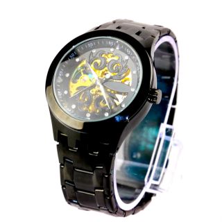 Elegante Herren Vive Automatik Armband Uhr Goldene Uhrwerk Schwarz Uvp 69€ Bild