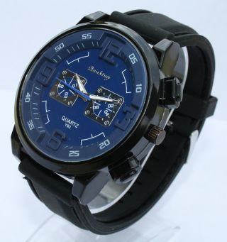 Dunking Herrenuhr Silikon Armband Quarzuhr Farbe Schwarz - Blau Sport Uhr Bild