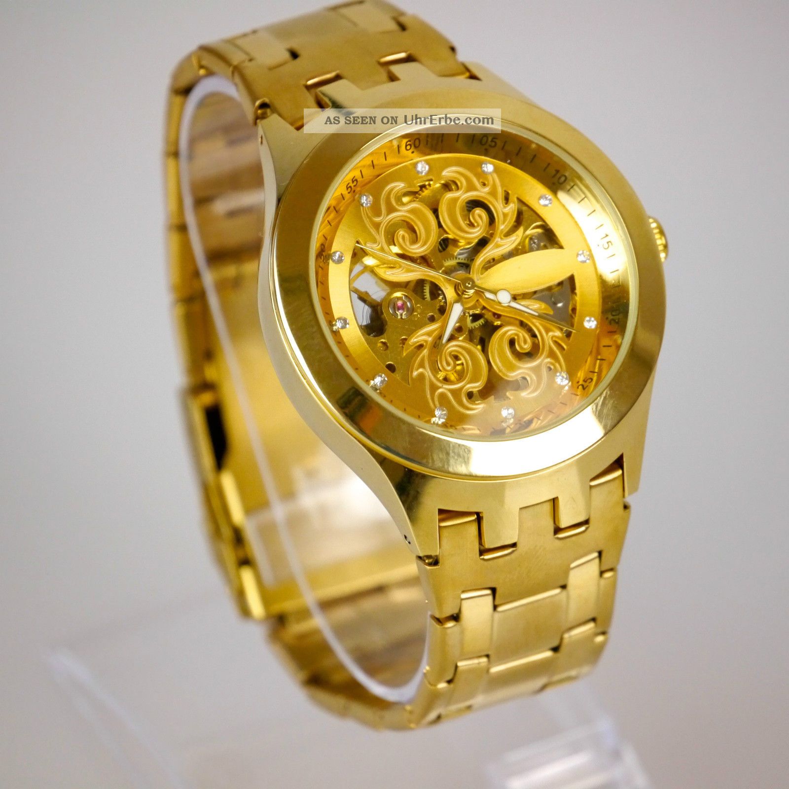 Elegante Herren Vive Automatik Armband Uhr Goldene Uhrwerk Gold Uvp 69