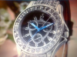 Damen Armbanduhr Silberfarben Schwarz Bild