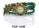 Echt Leder Damen Armband Uhr Stylisch Modern Trendy Rot Grün Schwarz Braun Blau Armbanduhren Bild 1