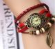 Echt Leder Damen Armband Uhr Stylisch Modern Trendy Rot Grün Schwarz Braun Blau Armbanduhren Bild 2