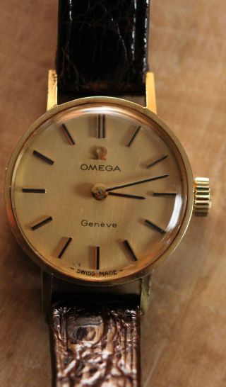 Omega Geneve Armbanduhr 14 K 585 Gold Dornschließe 9 K 375 Gold Bild