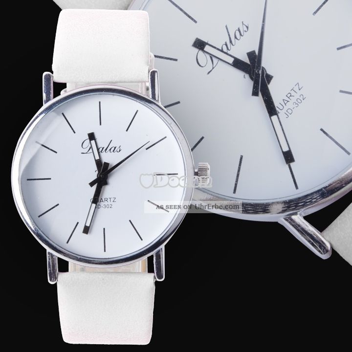Weiß Kunstleder - Band Quarz - Armbanduhr Analog Stilvolle Damen - Mädchen Armbanduhren Bild
