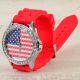 Usa Star Flagge Strass Damenuhr Armband Silikon Uhr Strasssteine Silikonarmband Armbanduhren Bild 2