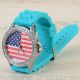 Usa Star Flagge Strass Damenuhr Armband Silikon Uhr Strasssteine Silikonarmband Armbanduhren Bild 5