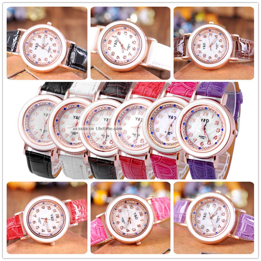 Y&d Damen Lässig Armbanduhr Mit Strass Liebespaar Quarzuhr Watch Geschenk Armbanduhren Bild
