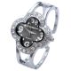 Damen Kleeblatt Silber Gehäuse Armbanduhr Kristall Analog Quarzuhr Armreif Uhr Armbanduhren Bild 1