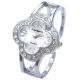 Damen Kleeblatt Silber Gehäuse Armbanduhr Kristall Analog Quarzuhr Armreif Uhr Armbanduhren Bild 2
