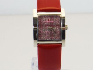 Alpha Saphir Damenuhr Armbanduhr 290j Rot Glitzer Bling Bild