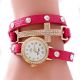 Hot Lady Girl Rhinestone Pu Leather Weave Wrap Strap Quartz Bracelet Wrist Watch Armbanduhren Bild 6