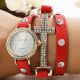 Hot Lady Girl Rhinestone Pu Leather Weave Wrap Strap Quartz Bracelet Wrist Watch Armbanduhren Bild 7