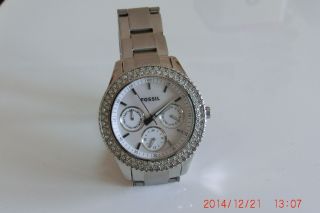 Fossil Damen Uhr Klassisch Silber Mit Strass Bild