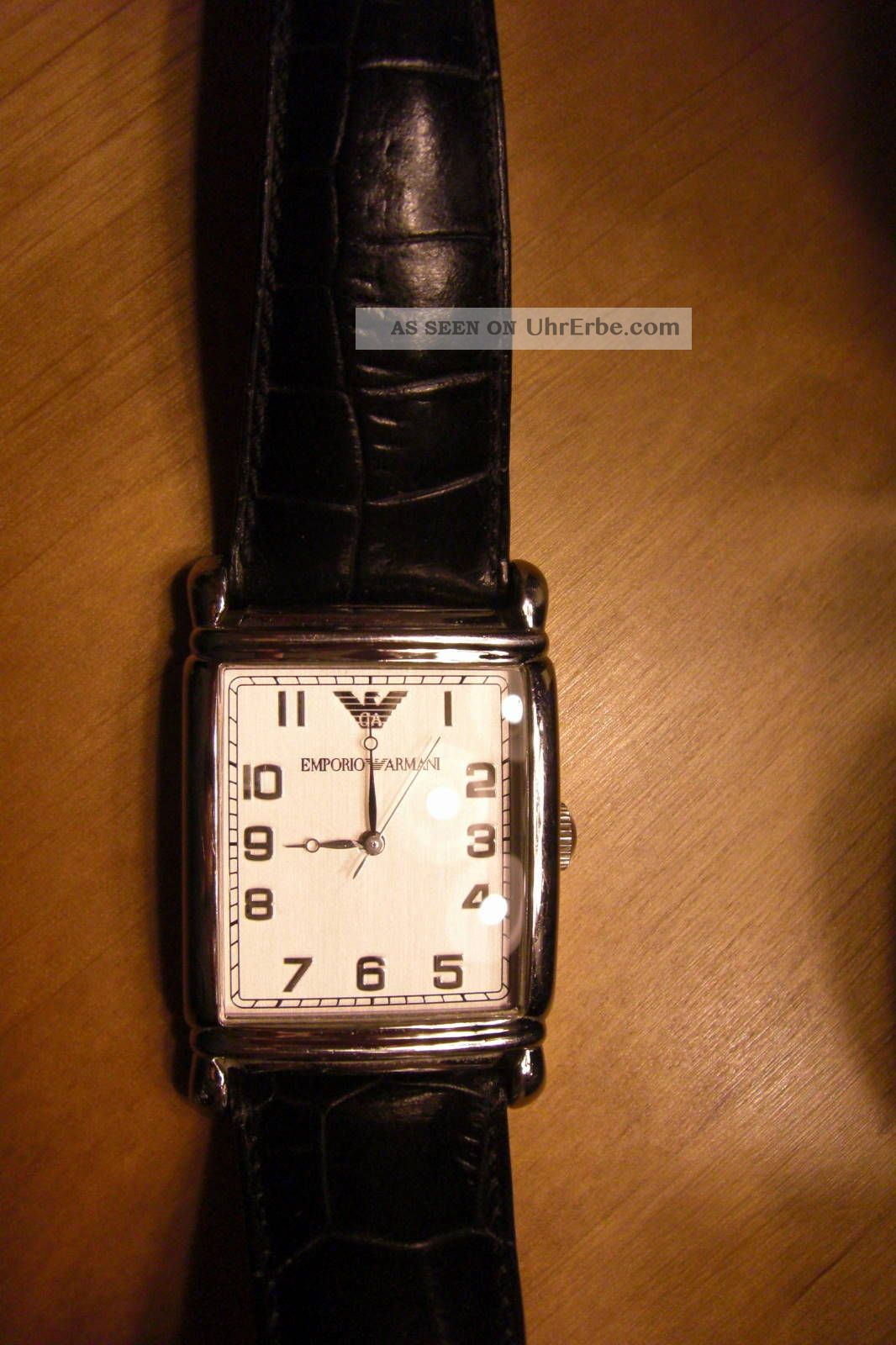 Emporio Armani Armbanduhr Uhr Ar0231 Klassiker Weißes Zifferblatt Incl.  Batterie Armbanduhren Bild