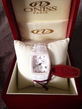 Oniss Chrono Swiss Oasis Ceramic Keramik Chronograph On649 - M Armbanduhr Uhr Weiß Bild