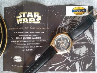 Fossil Uhr 20 J.  Star Wars 1997 Limited Edition Darth Vader Vergoldet Nr766/1000 Bild